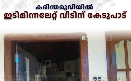 കരിന്തരുവിയില്‍ ഇടിമിന്നലേറ്റ് വീടിന് കേടുപാട്