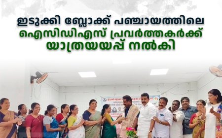 ഇടുക്കി ബ്ലോക്ക് പഞ്ചായത്തിലെ ഐസിഡിഎസ് പ്രവര്‍ത്തകര്‍ക്ക് യാത്രയയപ്പ് നല്‍കി 