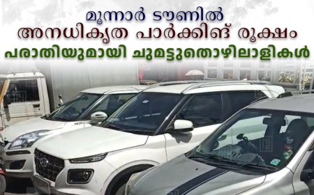 മൂന്നാര്‍ ടൗണില്‍ അനധികൃത പാര്‍ക്കിങ് രൂക്ഷം: പരാതിയുമായി ചുമട്ടുതൊഴിലാളികള്‍