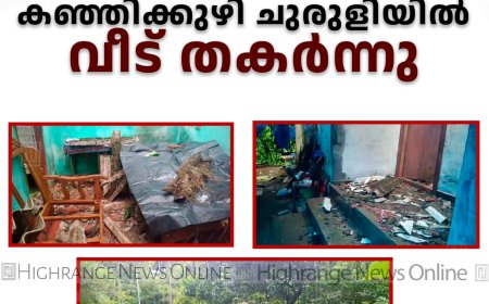 കഞ്ഞിക്കുഴി ചുരുളിയിൽ വീട് തകർന്നു