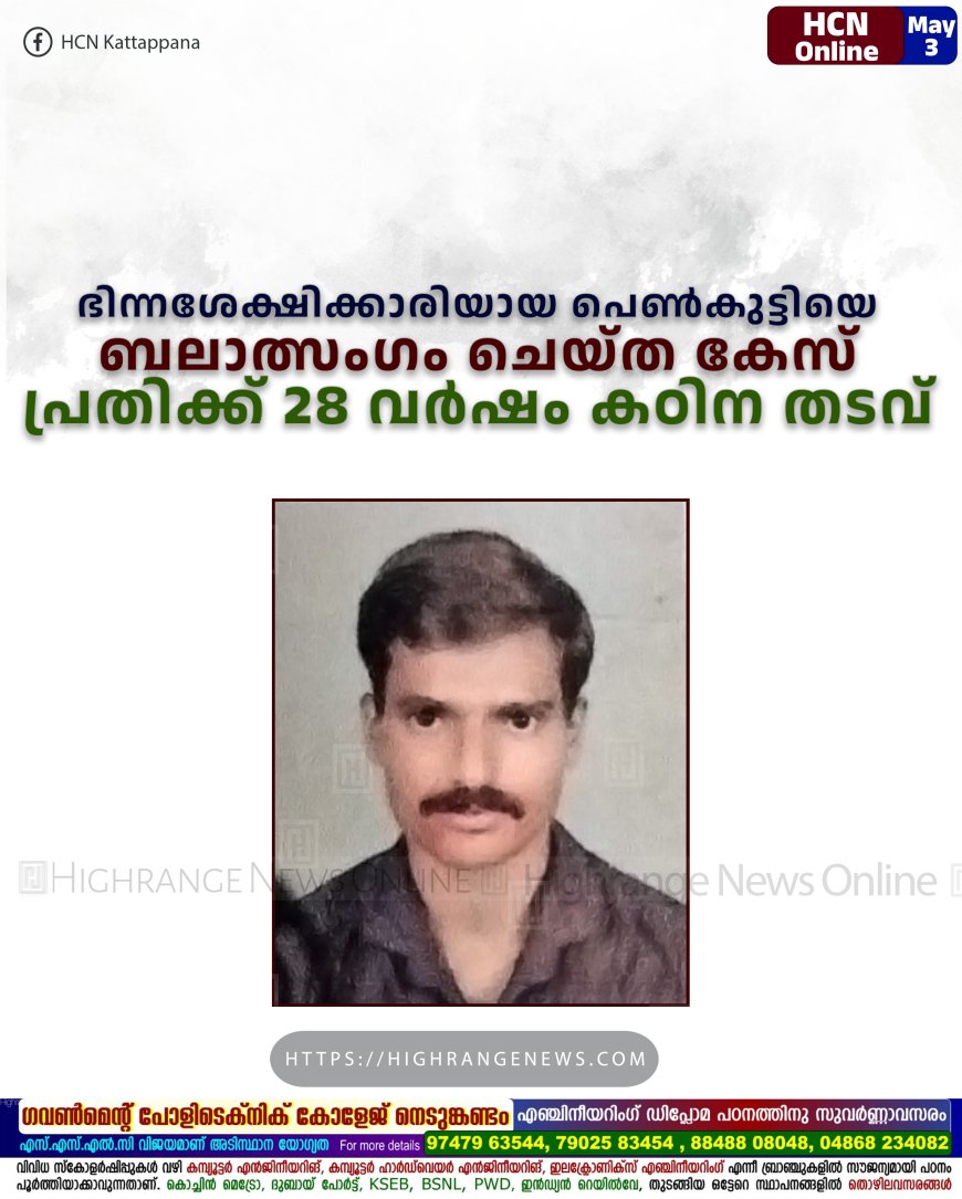 ഭിന്നശേക്ഷിക്കാരിയായ പെണ്‍കുട്ടിയെ ബലാത്സംഗം ചെയ്ത കേസ്: പ്രതിക്ക് 28 വര്‍ഷം കഠിന തടവ് 