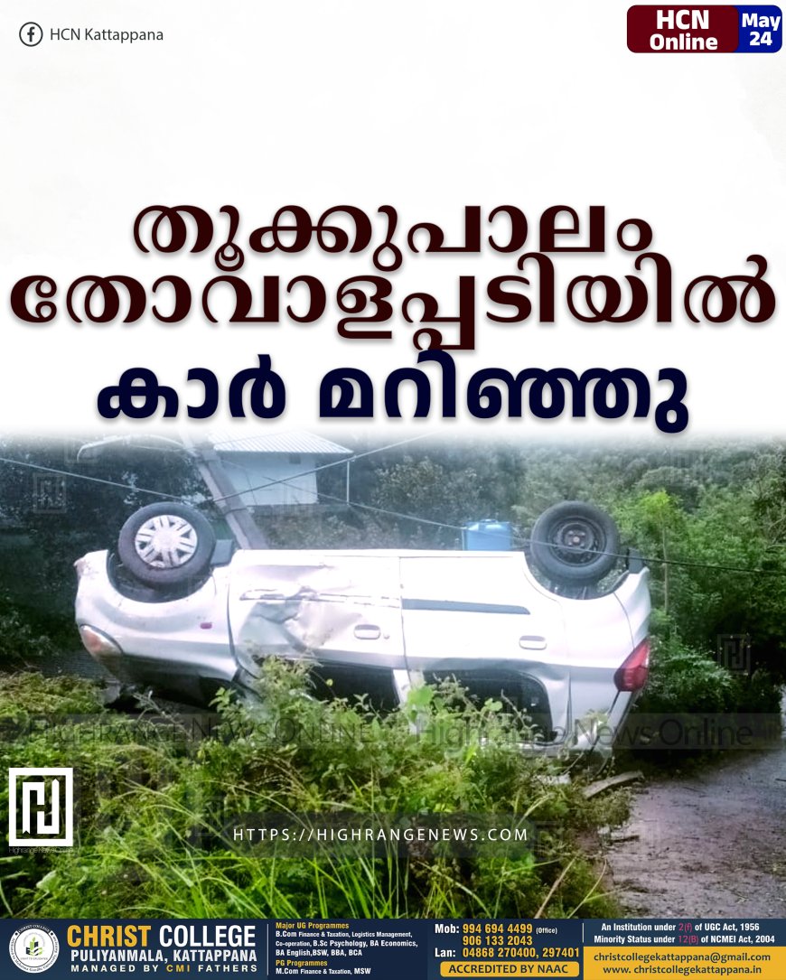 തൂക്കുപാലം തോവാളപ്പടിയില്‍ കാര്‍ മറിഞ്ഞു