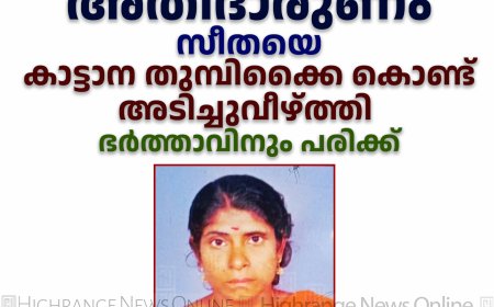അതിദാരുണം: സീതയെ കാട്ടാന തുമ്പിക്കൈ കൊണ്ട് അടിച്ചുവീഴ്ത്തി: ഭര്ത്താവിനും പരിക്ക്