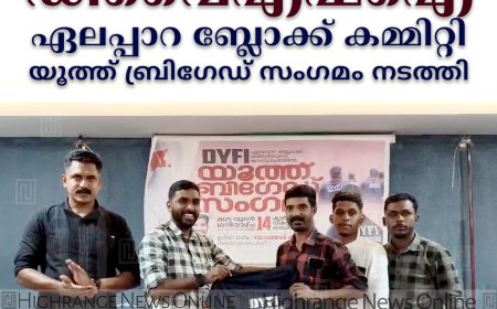 ഡിവൈഎഫ്ഐ ഏലപ്പാറ ബ്ലോക്ക് കമ്മിറ്റി യൂത്ത് ബ്രിഗേഡ് സംഗമം നടത്തി