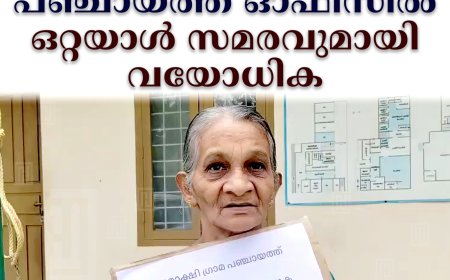 കാമാക്ഷി പഞ്ചായത്ത് ഓഫീസില്‍ ഒറ്റയാള്‍ സമരവുമായി വയോധിക