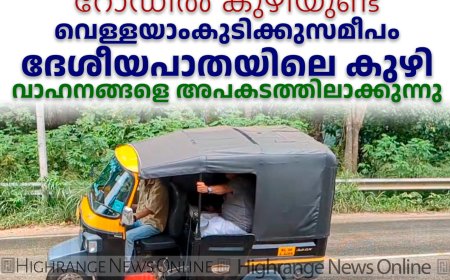 സൂക്ഷിക്കണം.. റോഡില്‍ കുഴിയുണ്ട്: വെള്ളയാംകുടിക്കുസമീപം ദേശീയപാതയിലെ കുഴി വാഹനങ്ങളെ അപകടത്തിലാക്കുന്നു