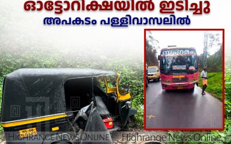 ഓട്ടത്തിനിടെ സ്വകാര്യ ബസിന്റെ ടയര്‍ ഊരിത്തെറിച്ച് ഓട്ടോറിക്ഷയില്‍ ഇടിച്ചു: അപകടം പള്ളിവാസലില്‍