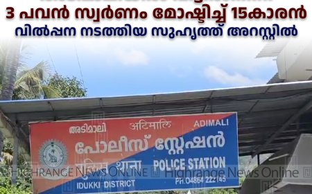 അടിമാലിയില്‍ വീട്ടില്‍നിന്ന് 3 പവന്‍ സ്വര്‍ണം മോഷ്ടിച്ച് 15കാരന്‍: വില്‍പ്പന നടത്തിയ സുഹൃത്ത് അറസ്റ്റില്‍