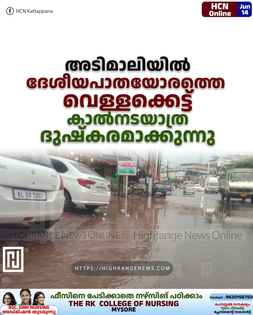 അടിമാലിയില് ദേശീയപാതയോരത്തെ വെള്ളക്കെട്ട് കാല്നടയാത്ര ദുഷ്കരമാക്കുന്നു