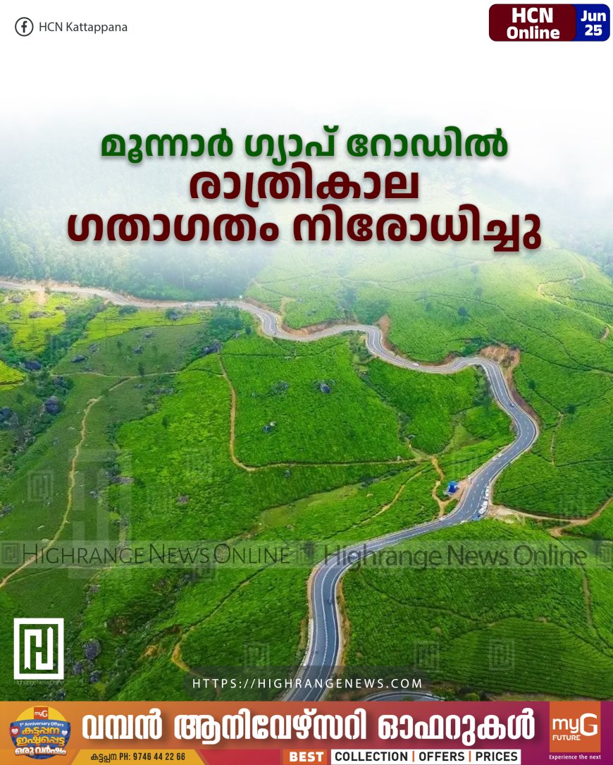 മൂന്നാർ ഗ്യാപ് റോഡിൽ രാത്രികാല ഗതാഗതം നിരോധിച്ചു