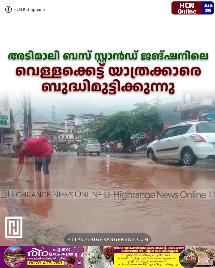 അടിമാലി ബസ് സ്റ്റാന്ഡ് ജങ്ഷനിലെ വെള്ളക്കെട്ട് യാത്രക്കാരെ ബുദ്ധിമുട്ടിക്കുന്നു