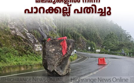 മൂന്നാര്‍ ഗ്യാപ്പ് റോഡില്‍ മലമുകളില്‍ നിന്ന് പാറക്കല്ല് പതിച്ചു