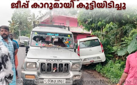 നെടുങ്കണ്ടം ബാലഗ്രാമില്‍ തൊഴിലാളികളുമായി വന്ന ജീപ്പ് കാറുമായി കൂട്ടിയിടിച്ചു  
