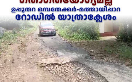 ശശിക്കവല മുതല്‍ പെരുമാള്‍പടി വരെ ഗതാഗതയോഗ്യമല്ല: ഉപ്പുതറ ഒമ്പതേക്കര്‍-മത്തായിപ്പാറ റോഡില്‍ യാത്രാക്ലേശം