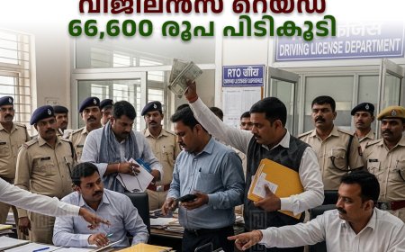 നെടുങ്കണ്ടം ജോയിന്റ് ആര്‍ടിഒ ഓഫീസില്‍ വിജിലന്‍സ് റെയ്ഡ്: 66,600 രൂപ പിടികൂടി