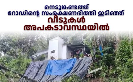 നെടുങ്കണ്ടത്ത് റോഡിന്റെ സംരക്ഷണഭിത്തി ഇടിഞ്ഞ് വീടുകള്‍ അപകടാവസ്ഥയില്‍