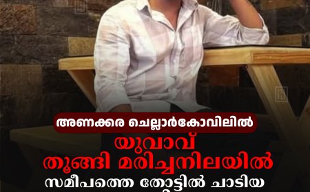 അണക്കര ചെല്ലാര്‍കോവിലില്‍ യുവാവ് തൂങ്ങി മരിച്ചനിലയില്‍: സമീപത്തെ തോട്ടില്‍ ചാടിയ യുവതിയെ ആശുപത്രിയിലെത്തിച്ചു