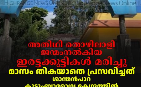 അതിഥി തൊഴിലാളി ജന്മംനല്‍കിയ ഇരട്ടക്കുട്ടികള്‍ മരിച്ചു: മാസം തികയാതെ പ്രസവിച്ചത് ശാന്തന്‍പാറ കുടുംബാരോഗ്യ കേന്ദ്രത്തില്‍: കുട്ടികള്‍ മരിച്ചത് തേനി മെഡിക്കല്‍ കോളേജിലേക്കുള്ള യാത്രാമധ്യേ