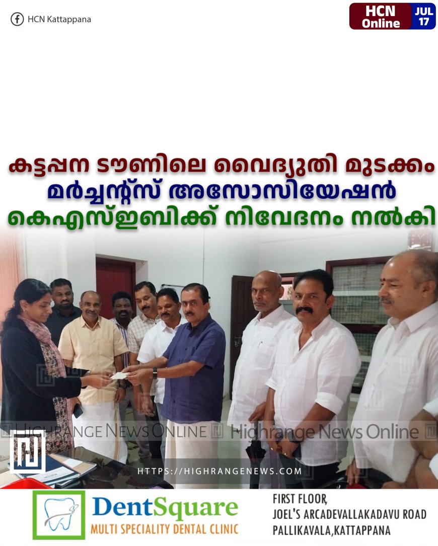 കട്ടപ്പന ടൗണിലെ വൈദ്യുതി മുടക്കം: മർച്ചന്റ്സ് അസോസിയേഷൻ കെഎസ്ഇബിക്ക് നിവേദനം നൽകി
