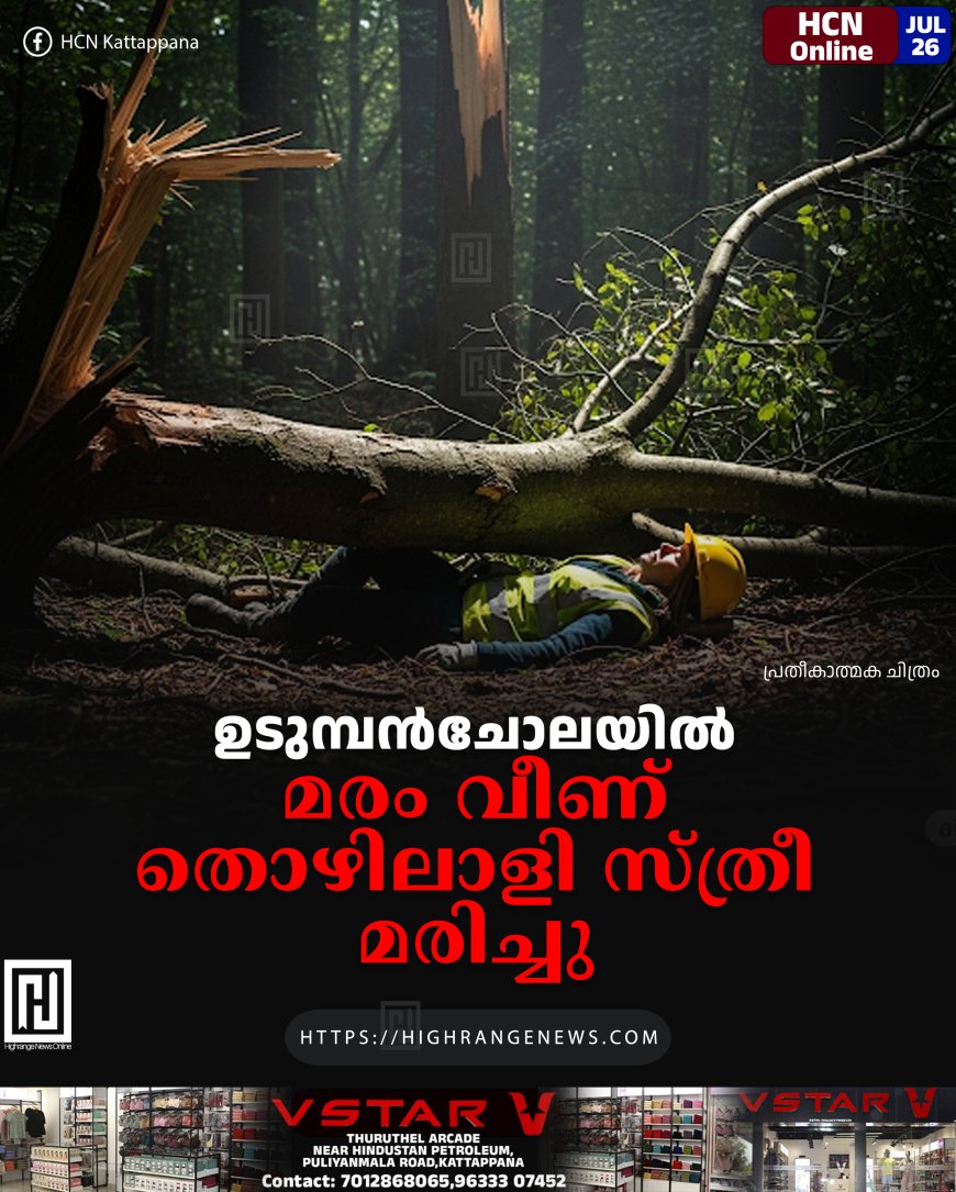 ഉടുമ്പന്‍ചോലയില്‍ മരം വീണ് തൊഴിലാളി സ്ത്രീ മരിച്ചു 
