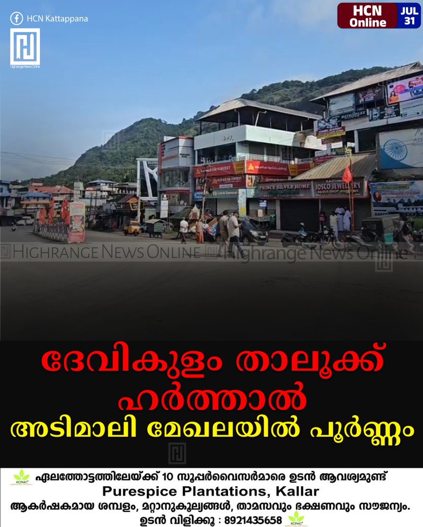 ദേവികുളം താലൂക്ക് ഹര്ത്താല്: അടിമാലി മേഖലയില് പൂര്ണ്ണം