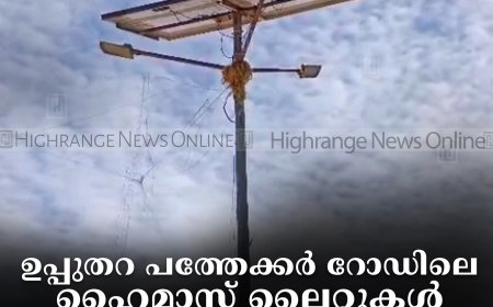ഉപ്പുതറ പത്തേക്കര്‍ റോഡിലെ ഹൈമാസ്റ്റ് ലൈറ്റുകള്‍ പ്രവര്‍ത്തനരഹിതമായിട്ട് മാസങ്ങള്‍
