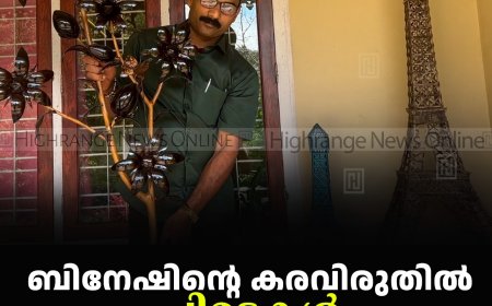 ബിനേഷിന്റെ കരവിരുതില്‍ ചിരട്ടകള്‍ ശില്‍പ്പങ്ങളാകുന്നു