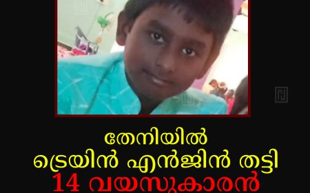 തേനിയില് ട്രെയിന് എന്ജിന് തട്ടി 14 വയസുകാരന് മരിച്ചു
