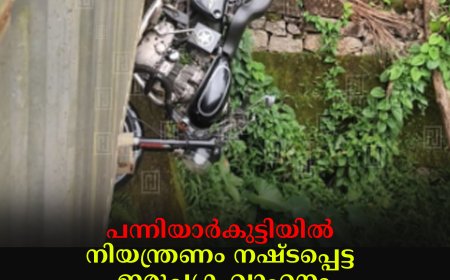 പന്നിയാര്‍കുട്ടിയില്‍ നിയന്ത്രണം നഷ്ടപ്പെട്ട ഇരുചക്ര വാഹനം പാലത്തില്‍ നിന്ന് താഴേക്ക് പതിച്ച് യുവാവ് മരിച്ചു