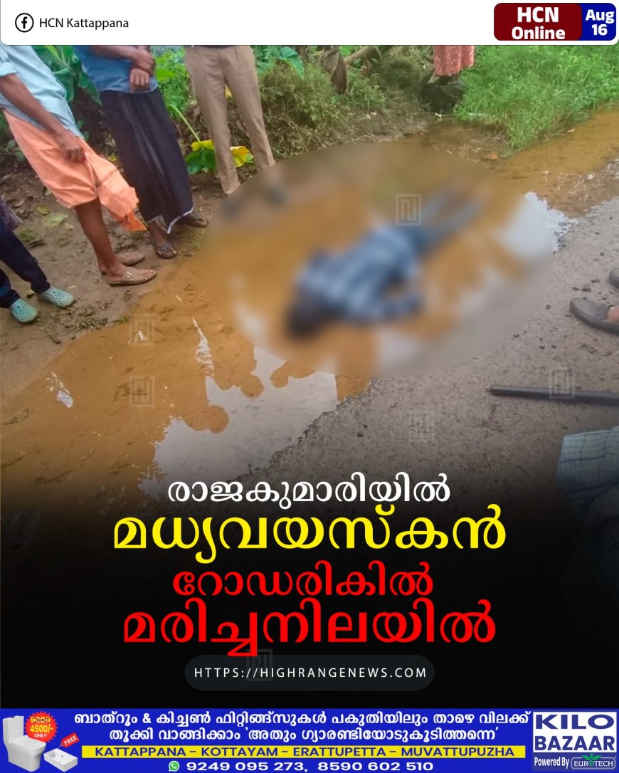 രാജകുമാരിയില്‍ മധ്യവയസ്‌കന്‍ റോഡരികില്‍ മരിച്ചനിലയില്‍