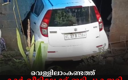 വെള്ളിലാംകണ്ടത്ത്  കാര്‍ വീട്ടിലേക്ക് ഇടിച്ചുകയറി ഗൃഹനാഥന് പരിക്ക്