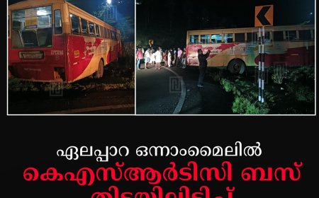 ഏലപ്പാറ ഒന്നാംമൈലില്‍ കെഎസ്ആര്‍ടിസി ബസ് തിട്ടയിലിടിച്ച് 8 പേര്‍ക്ക് പരിക്ക്