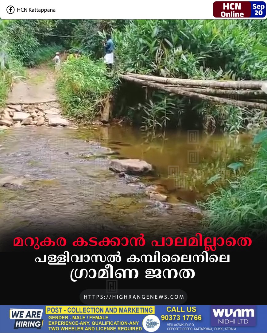 മറുകര കടക്കാന് പാലമില്ലാതെ പള്ളിവാസല് കമ്പിലൈനിലെ ഗ്രാമീണ ജനത