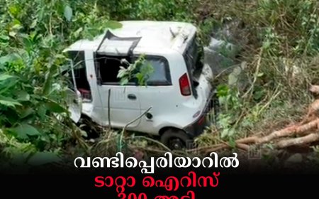 വണ്ടിപ്പെരിയാറില്‍ ടാറ്റാ ഐറിസ് 300 അടി താഴ്ചയിലേയ്ക്ക് മറിഞ്ഞ് ഒരാള്‍ക്ക് പരിക്ക് 