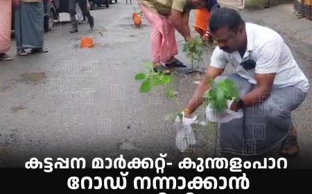 കട്ടപ്പന മാര്‍ക്കറ്റ്- കുന്തളംപാറ റോഡ് നന്നാക്കാന്‍ നടപടിയില്ല:  മരത്തൈ നട്ട് പ്രതിഷേധം 