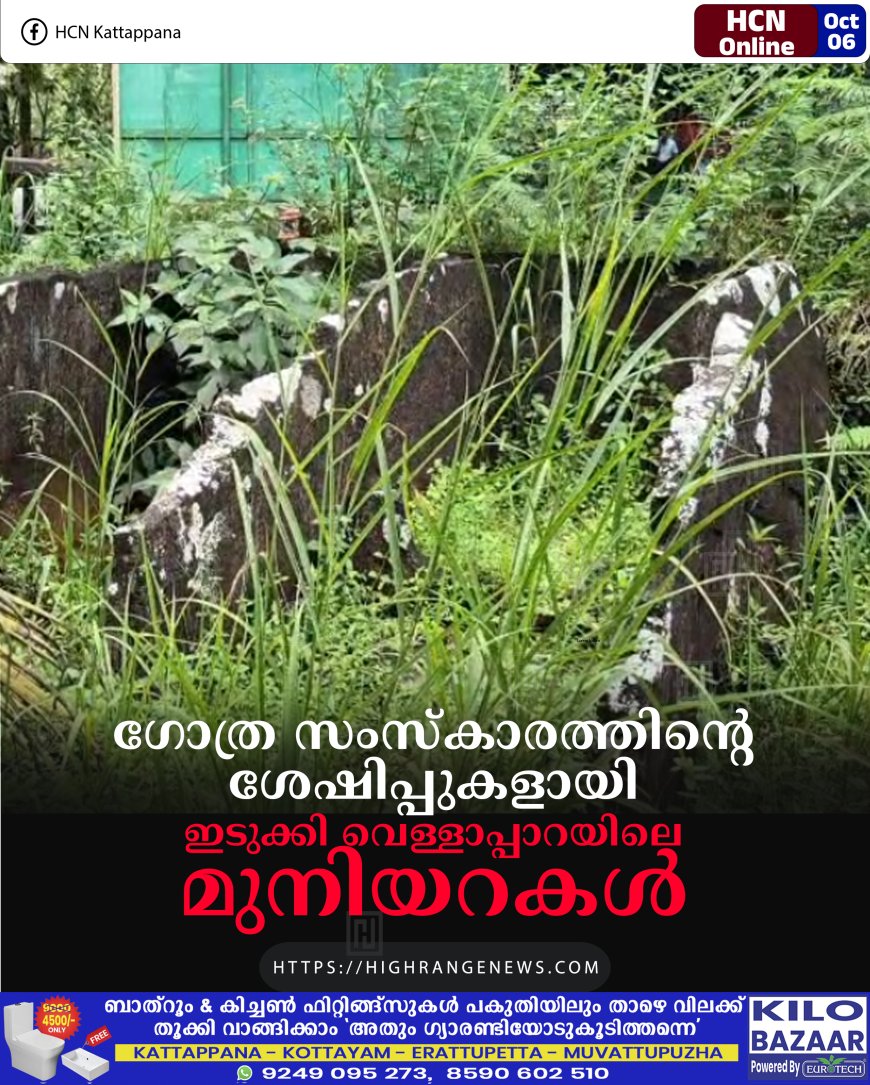 ഗോത്ര സംസ്കാരത്തിന്റെ ശേഷിപ്പുകളായി ഇടുക്കി വെള്ളാപ്പാറയിലെ മുനിയറകള്