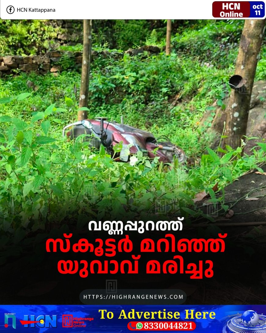 വണ്ണപ്പുറത്ത് സ്കൂട്ടര് മറിഞ്ഞ് യുവാവ് മരിച്ചു