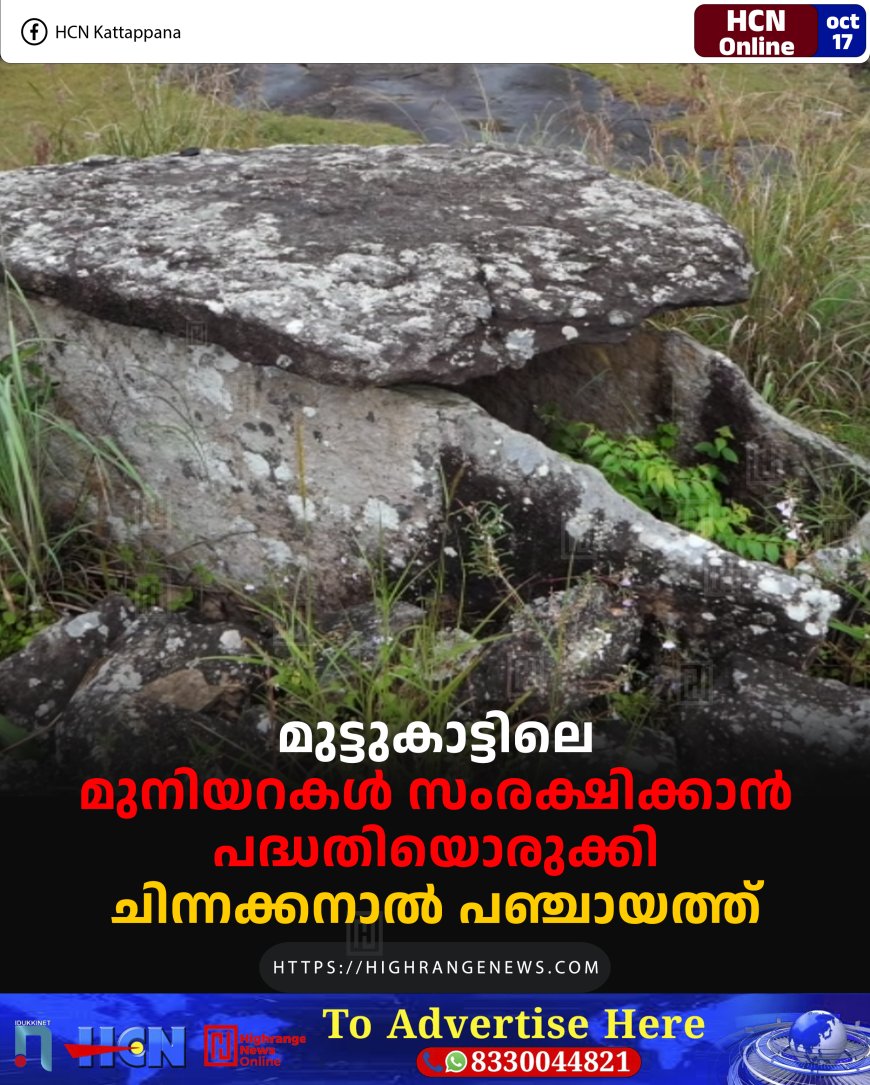 മുട്ടുകാട്ടിലെ മുനിയറകള് സംരക്ഷിക്കാന് പദ്ധതിയൊരുക്കി ചിന്നക്കനാല് പഞ്ചായത്ത്
