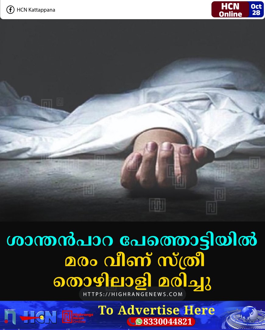 ശാന്തന്പാറ പേത്തൊട്ടിയില് മരം വീണ്    സ്ത്രീ   തൊഴിലാളി  മരിച്ചു