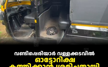 വണ്ടിപ്പെരിയാര്‍ വള്ളക്കടവില്‍ ഓട്ടോറിക്ഷ കത്തിക്കാന്‍ ശ്രമിച്ചതായി പരാതി