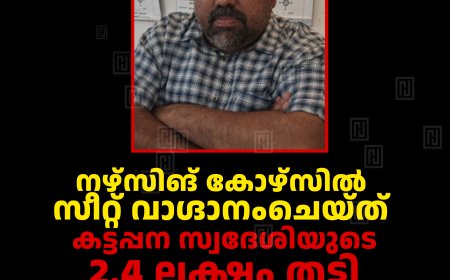 നഴ്‌സിങ് കോഴ്‌സില്‍ സീറ്റ് വാഗ്ദാനംചെയ്ത് കട്ടപ്പന സ്വദേശിയുടെ 2.4 ലക്ഷം തട്ടി: പാലക്കാട് സ്വദേശിയെ കട്ടപ്പന പൊലീസ് അറസ്റ്റ് ചെയ്തു