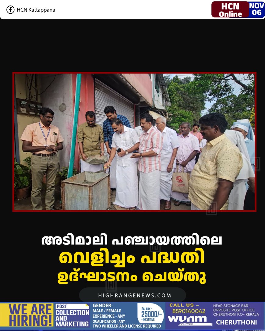 അടിമാലി പഞ്ചായത്തിലെ വെളിച്ചം പദ്ധതി ഉദ്ഘാടനം ചെയ്തു