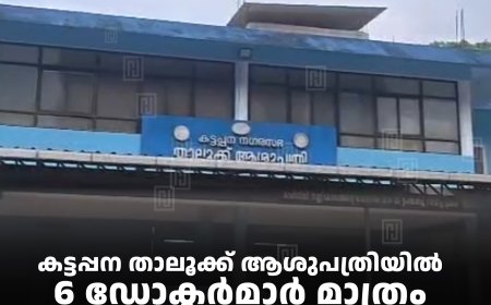 കട്ടപ്പന താലൂക്ക് ആശുപത്രിയില്‍ 6 ഡോക്ടര്‍മാര്‍ മാത്രം: യഥാസമയം ചികിത്സ ലഭിക്കുന്നില്ലെന്ന് പരാതി