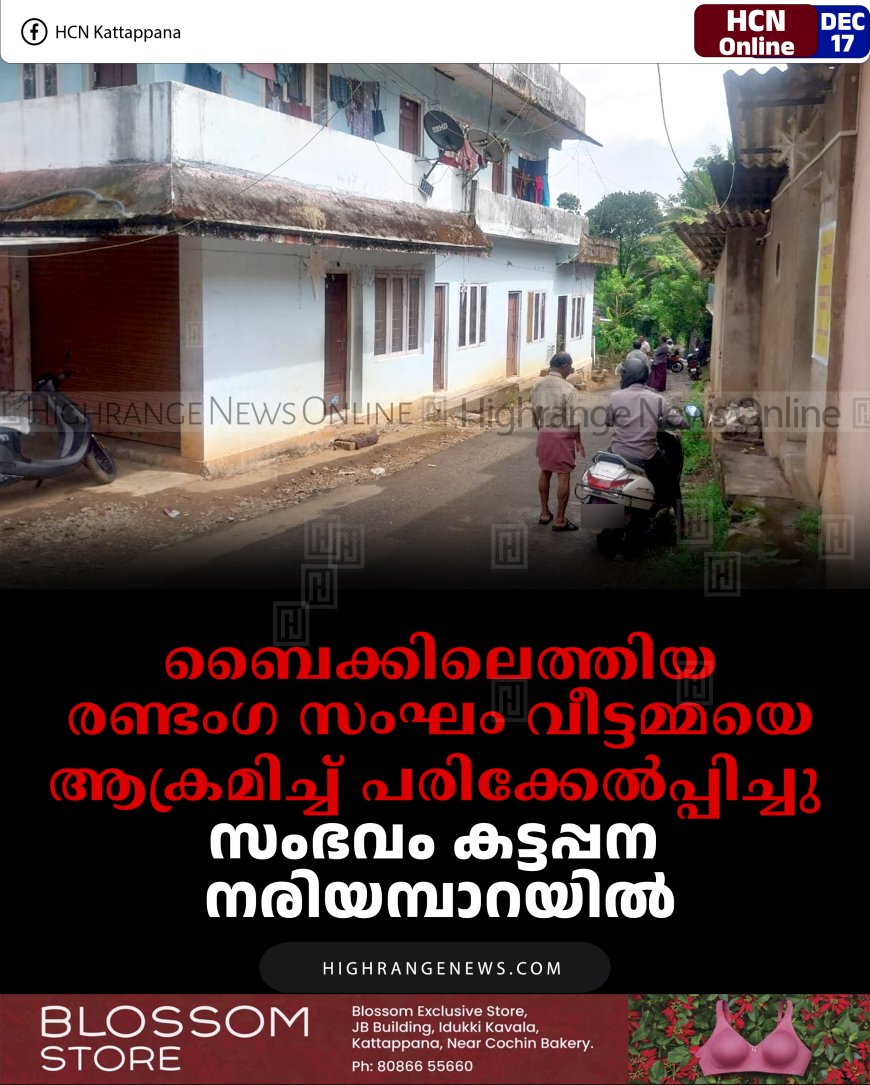 ബൈക്കിലെത്തിയ രണ്ടംഗ സംഘം വീട്ടമ്മയെ ആക്രമിച്ച് പരിക്കേല്‍പ്പിച്ചു: സംഭവം കട്ടപ്പന നരിയമ്പാറയില്‍
