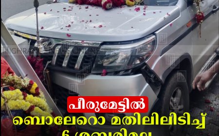 പീരുമേട്ടില്‍ ബൊലേറൊ മതിലിലിടിച്ച്  6 ശബരിമല തീര്‍ഥാടകര്‍ക്ക്  പരിക്ക് 