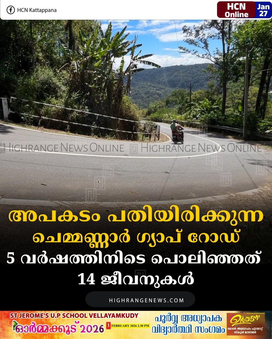 അപകടം പതിയിരിക്കുന്ന ചെമ്മണ്ണാര്‍ ഗ്യാപ് റോഡ്: 5 വര്‍ഷത്തിനിടെ പൊലിഞ്ഞത് 14 ജീവനുകള്‍ 