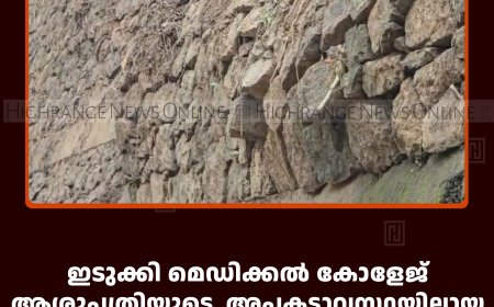 ഇടുക്കി മെഡിക്കല്‍ കോളേജ് ആശുപത്രിയുടെ അപകടാവസ്ഥയിലായ സംരക്ഷണഭിത്തി വാഹനങ്ങള്‍ക്ക്  ഭീഷണി 