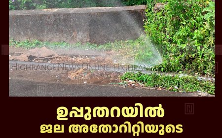 ഉപ്പുതറയില്‍   ജല അതോറിറ്റിയുടെ പൈപ്പ് പൊട്ടി കുടിവെള്ളം പാഴാകുന്നു 