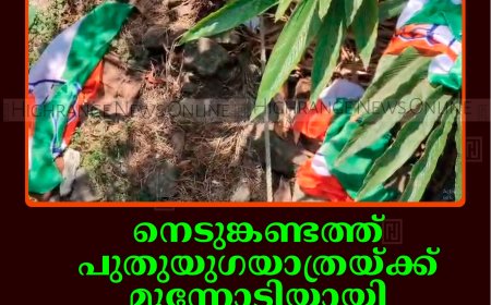 നെടുങ്കണ്ടത്ത് പുതുയുഗയാത്രയ്ക്ക് മുന്നോടിയായി സ്ഥാപിച്ച കൊടികള്‍ നശിപ്പിച്ചതായി പരാതി   