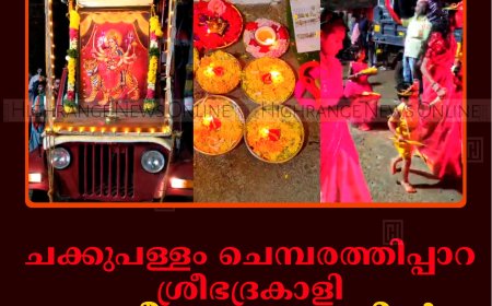 ചക്കുപള്ളം ചെമ്പരത്തിപ്പാറ ശ്രീഭദ്രകാളി ദേവീക്ഷേത്രത്തില്‍  ഘോഷയാത്ര  നടത്തി 